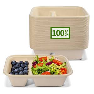 lot 5783 image: AICHEF 2 Compartment Disposable Bowls 100 Pack