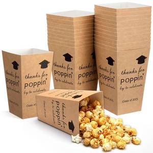 lot 5795 image: Fullhawl 50 Pcs Class of 2026 Graduation Party Popcorn Boxes 6 in Paper Containers Popcorn Boxes Graduation Treat Cookie Snack Bags for Party Favors (Brown)