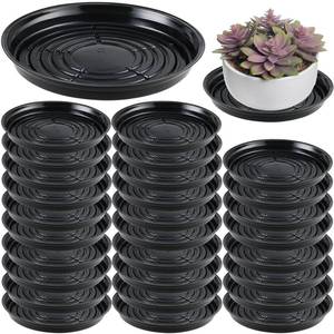 lot 5798 image: 30 Packs 14 Inches Large Plant Saucers for Indoor Outdoor Use Heavy Duty Plastic Plant Plate Dish for Planter Bulk Round Flower Pot Drip Trays to Catch Water 4 to 20 Inch, Black