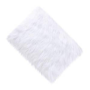 lot 6052 image: NINGDAN 14x10 inches 1pcs Rectangle Faux Fur Plush Cushion, Area Rugs Fluffy Carpet Mini Small Size Fit,for Tabletop Photography,Home Decor,Product Display,Locker Accessories for Girls (White)