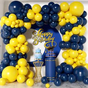 lot 6058 image: PityBlns 144Pcs Blue and Yellow Balloons Garland Arch Kit - 18 12 10 5 inch Navy Blue and Yellow Latex Party Balloons for Birthday Anniversary Baby Shower New Year 2026 Graduation Party Decorations
