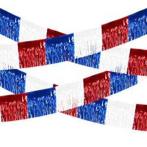 lot 6060 image: 4th of July Decorations 8 Pack 80Ft Tinsel Foil Fringe Garland Curtains Streamers Hanging Red White Blue Fringe Backdrop Banner for Parade Floats Decorations America Patriotic Day Memorial Day
