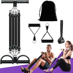 lot 6064 image: 2026 Upgrade Foot Pedal Resistance Band, Adjustable 4-Tube Pedal Ankle Puller Resistance Band with Handle, Multifunction Home Gym Equipment, Stirrup Puller for Men Women for Full Body Exercise - Black