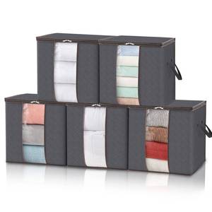 lot 6066 image: Lifewit 90L Extra Large Blanket Storage Bags, Foldable Comforter Storage with Reinforced Handles, Clothes Storage Containers for King Comforter, Bedding, Pillow, Sheet, Storage Bin with Lids 5 Pack