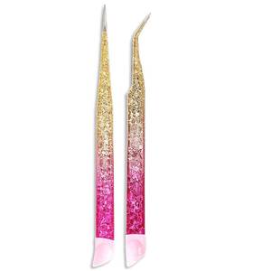 lot 6067 image: Ouligay 2Pcs Double Ended Nail Art Tweezers Stainless Steel Tweezer Straight Curved Tip Tweezers with Silicone Pressing Head for Nail Crafts Rhinestone Stickers Jewel Gem Picker Tool