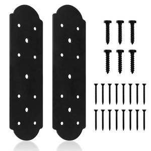 lot 6112 image: Rasugarlary I Shape Steel Flat Bracket, 2 Pcs 10 X 3 Flat Fixing Mending Plates Black Flat Repair Plate Bracket with Screws Set for Wood Lumber Timber Connectors
