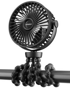 lot 6119 image: Portable Stroller Fan, 5200 mAh Rechargeable Personal Fan, with 360° Rotate Flexible Tripod and TYPE-C Port 3 Speed Small Mini USB Clip-on Fans Can Handheld and Desk for Stroller Car Seat Crib Outdoor
