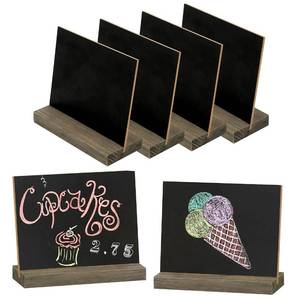 lot 6129 image: MyGift 5 x 6 Place Card Chalkboard Sign with Rustic Brown Wood Base Stand for Wedding, Food Buffet Label, Table Numbers, Message Boards, Party Decorations, Event Supplies, Set of 6