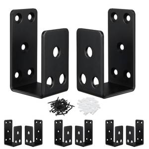lot 6130 image: Door Barricade Brackets,8Pack Heavy Duty Door Security Bar, Open Security Bar Holder U Brackets, Fits 2 x 4 Lumber for Door Brace, Home, Garage, Barn, Shed, Gate Security, Black