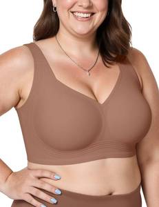 lot 6143 image: Vertvie Jelly Bras for Women Plus Size Minimizer Soft Wireless Push Up Bra Full Supportive Older Lift Back Coverage Bralette(Coffee, size 40DDD)