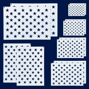 lot 6155 image: WISYOK 12 Pieces American Flag 50 Star Stencil Templates, 6 Sizes American Flag Templates, Ideal for DIY Crafts Design, Independence Day Project, American Flag Projects