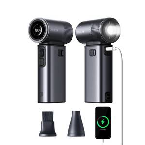 lot 6160 image: JISULIFE Portable Handheld Fan Ultra2 9000mAh, Max 25 Hrs, 5 IN 1, 100 Speed Turbo Fan, Rechargeable 18W Power Bank with Flashlight, Metal Shell Multi-Function Travel Essentials Gifts for Men-Grey