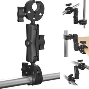 lot 6171 image: ZMHH Super Double Clamp Mount Umbrella Camera Pole Clamp Holder,360° Magic Socket Arm Ball Head for Umbrella Chair Clip, Photo Studio Light Stand,Photo Boom Stand,Cross Bar,Stroller,Flag Holder Mount