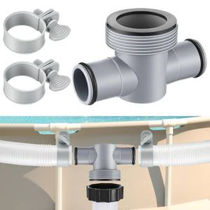 lot 6177 image: Nuanchu Sand Filter T Joint 1.5 to 1.25 Hose Compatible with Coleman, Compatible with Intex P61408, Pool Hose Connector with O Rings and Clamps, Replacement Accessories Fitting for Filter Pump