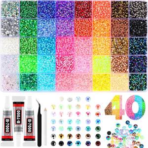 lot 6179 image: Zefy 40000 Pcs Resin Jelly Rhinestones for Bedazzling, 40 Colors 3mm Flatback Gems for Crafting, Bedazzling Kit with 3Pcs B7000 Glue for Clothing Shoes Nail Book Diamond Art incomplete