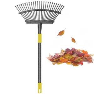 lot 6184 image: Leaf Rake, 30-61 inch Garden Rakes for Leaves Heavy Duty Long Handle, 25 Tines 18 Wide Metal Thatch Lawn Gravel Shrub Yard Landscape Rake for Leaves and Grass
