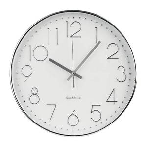 lot 6185 image: bakbrand Wall Clock Non-Ticking Silent Modern Simple Style Round Decor Clock Stereoscopic Dial Quartz Wall Clocks for HomeOfficeSchoolLiving RoomBedroomKitchen (Silver, 8inch)