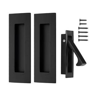 lot 6201 image: Toyvarnix Pocket Door Hardware and Edge Pull,Stainless Steel Pocket Door Handles Latch,Recessed Finger Flush Pulls,for Closet,Sliding,Barn Door (Matte Black, 6Inch)