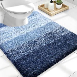 lot 6204 image: OLANLY Luxury Toilet Rugs U-Shaped 24x20, Extra Soft and Absorbent Microfiber Bathroom Rugs, Non-Slip Plush Shaggy Bath Mat, Machine Wash Dry, Contour Bathroom Mats for Toilet Base, Navy
