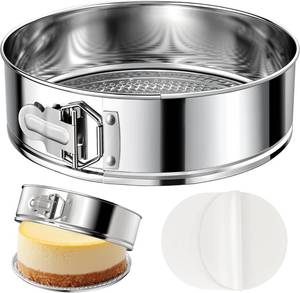 lot 6208 image: ZeroPone 7 Inch 304 Stainless Steel Springform Pan with Removable Bottom, Nonstick Round Spring Form Cheesecake Pan with 30 Pcs Parchment Paper Liners
