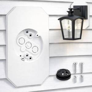 lot 6211 image: Vinyl Siding Mounting Blocks, Siding Mounting Plate for 12 inch Lap Double and 4 inch Siding, Outdoor Light Mounting Block with Built-in Electrical Box, Siding Mounting Kit - White