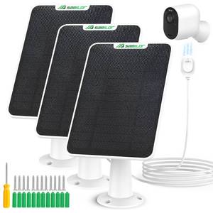 lot 6232 image: 2 Pack 6W Solar Panel Charger for Arlo Pro 5SPro 4Pro 3Pro 3 FloodlightUltra 2Ultra, IP65 Weatherproof Solar Panels Compatible with Arlo Solar Panel with Secure Wall Mont 9.8FT Cable 360° Bracket