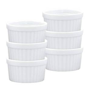 lot 6253 image: HIC Kitchen Souffle Ramekin, Fine Porcelain, For Baking Custards, Souffles, Condiments, And Desserts, 3-Ounce Capacity, Set of 6