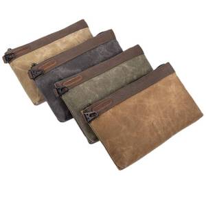 lot 6276 image: Hamks Waxed Canvas Tool Pouches 4 Pack �� 11-Inch Heavy-Duty Zipper Tool Bags Set, Waterproof Utility Storage Pouches for Tools, Cables, Gear & Supplies �� Rugged Tool Organizer Bags