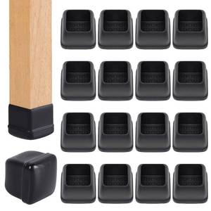 lot 6282 image: Ezprotekt 24 Pcs Black Chair Leg Sliders for Carpet, Square Chair Glides for Rug, Teflon Furniture Pads Leg Protectors Caps - for Dining Table, Bar Stool, End Table Legs (L Fit1 - 1.4)