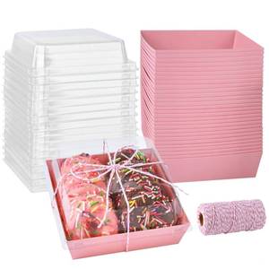 lot 6288 image: ZORRITA Paper Charcuterie Boxes with Clear Lids, 50 Pack, 5 Inch, Pink
