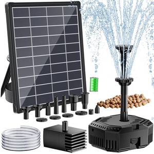 lot 11893 image: Antfraer 7W Solar Pond Filter with Battery Backup, Solar Pond Filter with Water Pump, Pond Pump with Shortage Protection For Small Pond Bird Bath Fish Ponds (Used)