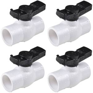 lot 11903 image: (4 Pcs) 1-12 PVC Ball Valve, Shut-Off PVC Ball Valve Socket with Upgrade Easy-Turn Handle for SCH40 Pipe-Suitable for Swimming Pool, Water Project & Irrigation System, Rated at 150 PSI
