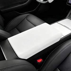 lot 11908 image: White Armrest Cover Compatible with Tesla Model 3 and Model Y, Non-Slip Center Console Protector, Rigid TPE Anti-Scratch Mat for 2024-2026 Model 3 and 2025-2026 Model Y