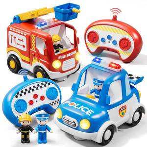 lot 11918 image: Lehoo Castle Remote Control Car for Toddlers, Fire Trucks for Toddlers 3-5, Remote Control Police Car Toy with Sounds & Lights, Toys for 3 Year Old Boys, Gifts for 3 4 5 Year Old Boys Girls