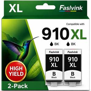 lot 12024 image: Faslvink 910XL 910 Ink Cartridges for HP Printers 2 Black Compatible for HP 910XL Ink Cartridges Combo Pack Works with HP OfficeJet Pro 8025 8035 8020 8022 8028