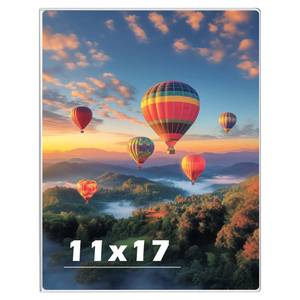 lot 12033 image: 11 x 17 Acrylic Picture Frame, HorizontalVertical Clear Photo Frame for Wall with Tape, No Drilling Floating Hanging Frameless Picture Frame, Wall Mount Sign Holder 11x17 for Home, School, Office