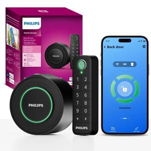 lot 12038 image: Philips WiFi Smart Deadbolt Lock with Fingerprint Keypad, APP Remote Control, Smart Retrofit Lock for Existing Deadbolt, Keyless Entry, Voice Control, Interior Auto-Locking