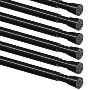 lot 12071 image: MEXAU 6 Pack Black Spring Tension Curtain Rod for Window 23 to 37 Inch Thin Spring Tension Rods Small tension Rod Adjustable Expandable Spring Curtain Rods No Drill for Closet Cupboard Door Doorway