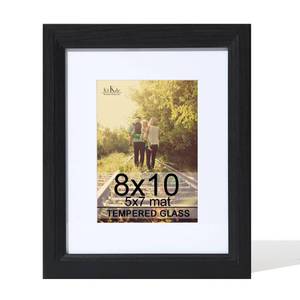 lot 12072 image: KTKDE 8x10 Picture Frame Real Glass, Display Pictures 5x7 with Mat or 8x10 Without Mat, Modern Style Wood Composite Frame,Black Gallery Wall Frame & Table Top Display��best gift
