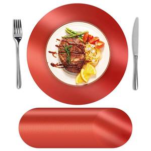 lot 12078 image: SHACOS 50 Pcs Disposable Paper Placemats Red, 13 Round Place Mats Dining Table Paper Charger Table Mat for Christmas Dinner Party Wedding Birthday Banquet Table Setting Decor