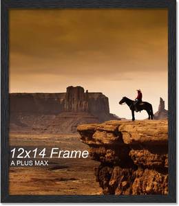 lot 12081 image: A PLUS MAX 12x14 Picture Frame, Black Engineered Wood Frame for 12 x 14 Inch Picture Poster Photo, Light Weight 12 by 14 Frame with Wood-grain for Wall - 1 PackBlack12 x14