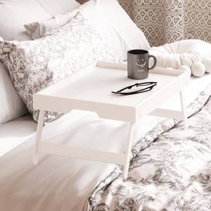lot 13801 image: Fibogollo 2 Pack Bamboo Bed Tray Table with Folding Legs,Breakfast Trays,Serving Tray for Food and Snack,Laptop Trays for Working(White)