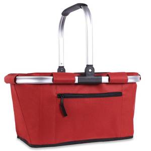 lot 13811 image: Picnic Basket, SIYUAN Shopping Basket with Handle 22L Collapsible Grocery Basket Portable Folding Bag for Marketing Picnic, Ruby Red