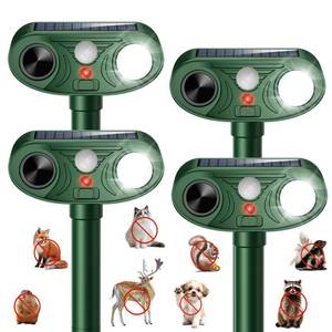 lot 13812 image: Ultrasonic Solar Animal Repellent Outdoor, Repels Squirrel, Deer, Raccoon for Yard (4-Pack)