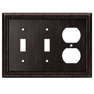 lot 14321 image: Henne Bery Sunken Pearls Heavy Duty Decorative Wall Plate Switch Plate Outlet Cover (Double ToggleSingle Duplex, Aged Bronze)