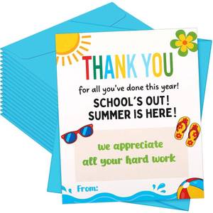 lot 14351 image: Kosiz 12 Pack Graduation Gift Card for Teacher Thank You Cards with Envelopes & Stickers End of School Year Appreciation Gift for Teachers from Students Graduation Day Present(Beach Style,Blue)