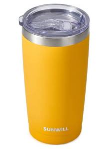lot 14353 image: SUNWILL Travel Coffee Tumbler 20 oz, Insulated Mug with Lid, Stainless Steel Cup for Hot and Cold Drinks, Powder Coated Yellow