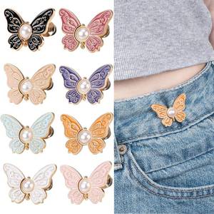 lot 14356 image: 8 Sets Pant Waist Tightener, Detachable Butterfly Clips Jean Buttons for Loose Jeans, Adjustable Waist Buckle Sets No Sew and No Tools Decorative Butterfly Waist Buckles,Jean Buttons Pins