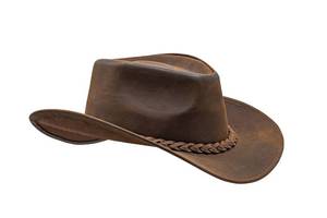 lot 14377 image: HADZAM Block Made of Grain Leather Cowboy hat for Men & Women Shapeable into Outback hat Great for Western Vintage Looks. Red Brown