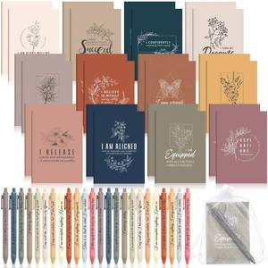 lot 14380 image: Mooliwe 24 Pcs Positive Affirmation Gift Set Gratitude Notebooks with Pens Small Bags Motivational Encouragement Notepads Daily Affirmations Journal for Women Stress Relief Self Care (Simple)